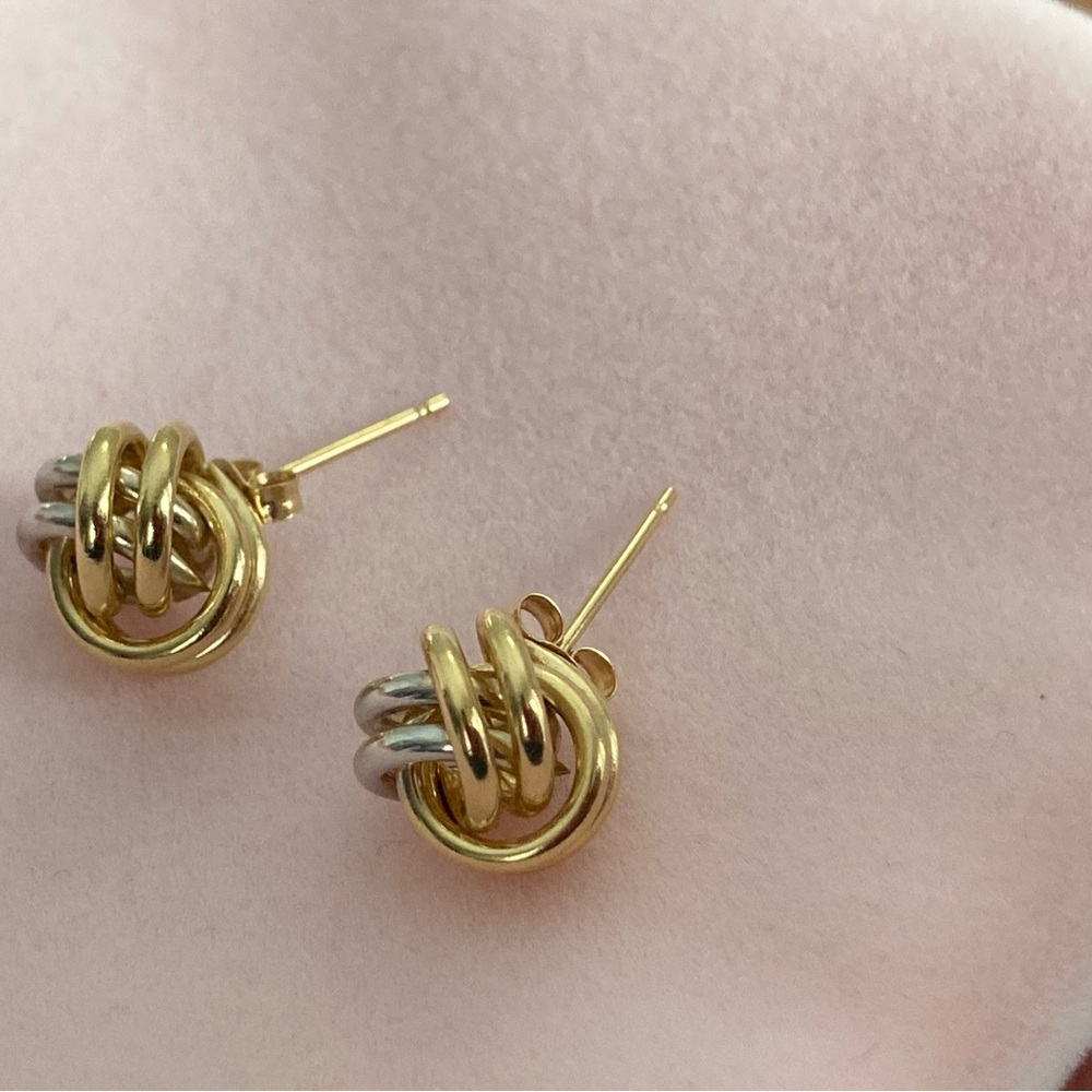 10K Two-Tone Gold & White Gold Knot Earrings - Pre-Owned - Picture 2 of 7